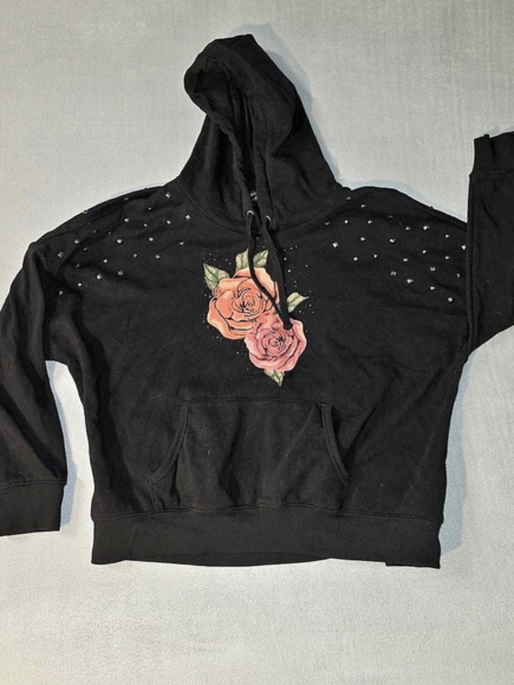 Torrid Relaxed Cozy Fleece Hoodie Black & Pink Size 00